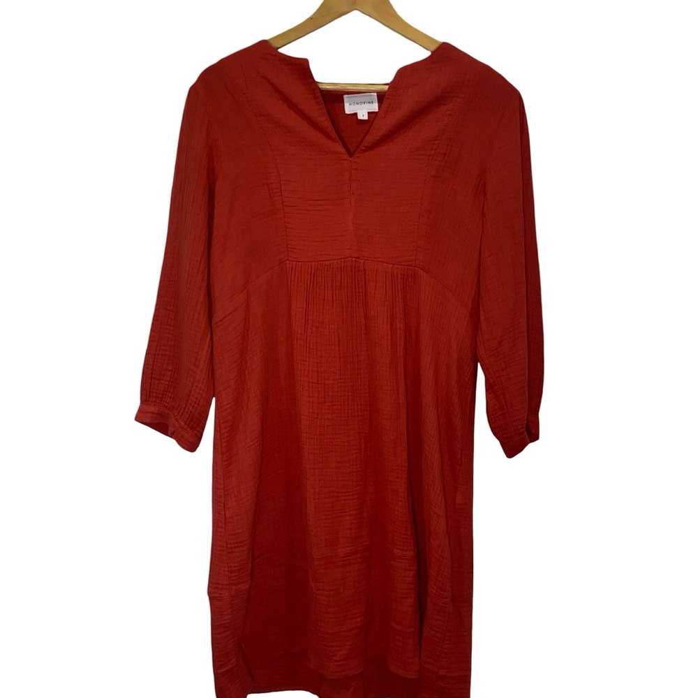 Honorine long sleeve terracotta 100% cotton midi dress size‎ small
